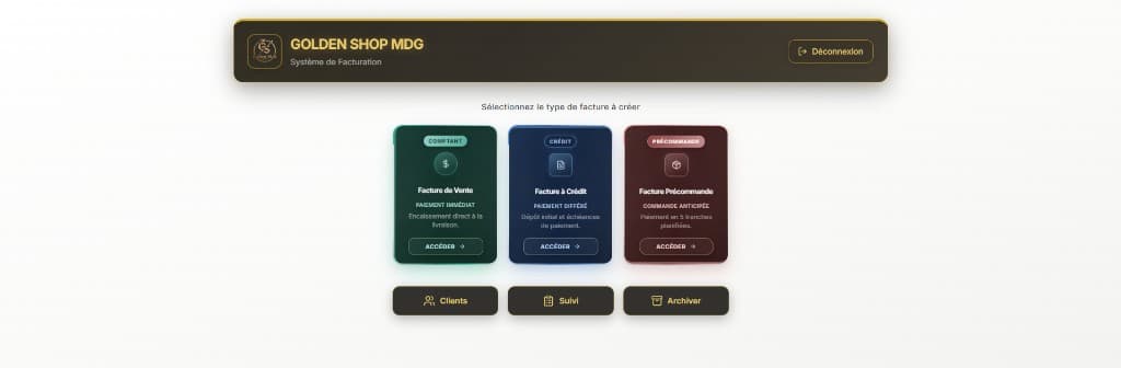 Facturation GOLDEN SHOP MDG